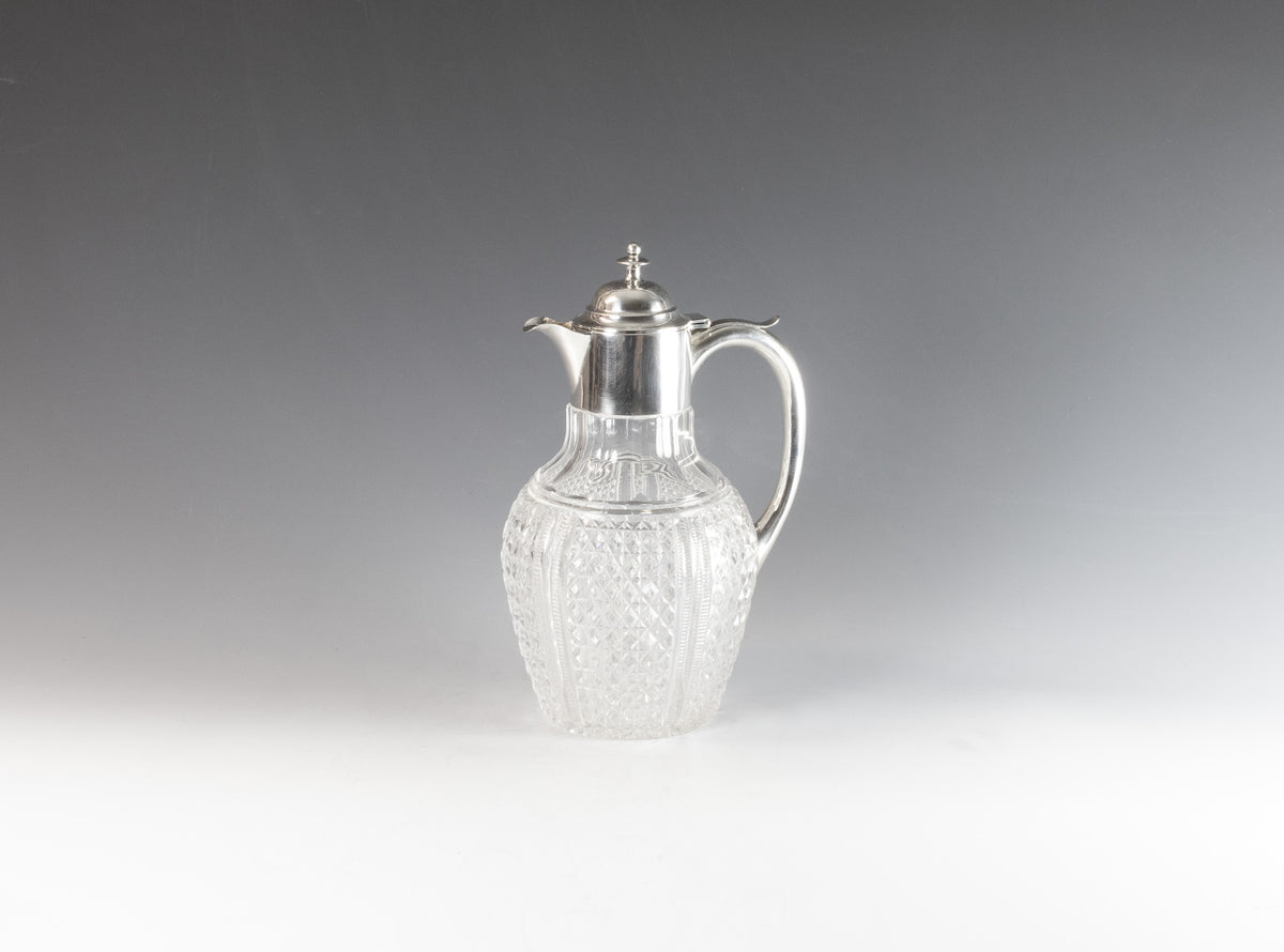 Antique silver and glass claret jug, Birmingham 1899