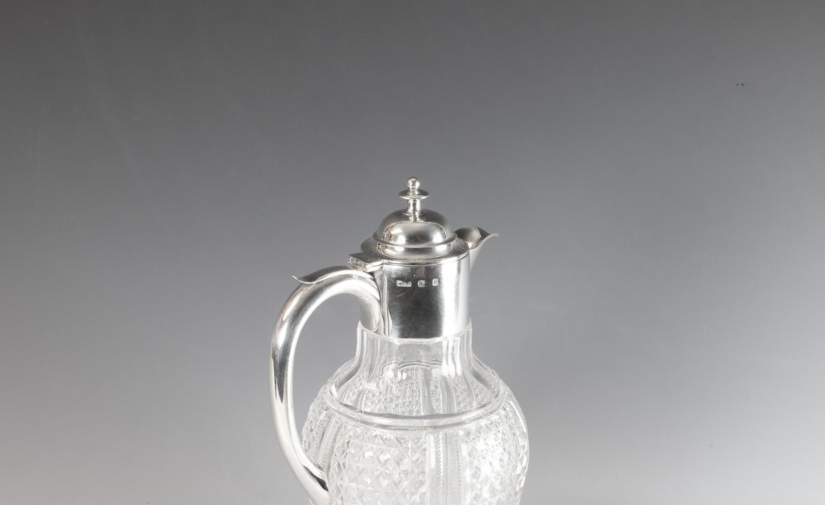 Antique silver and glass claret jug, Birmingham 1899