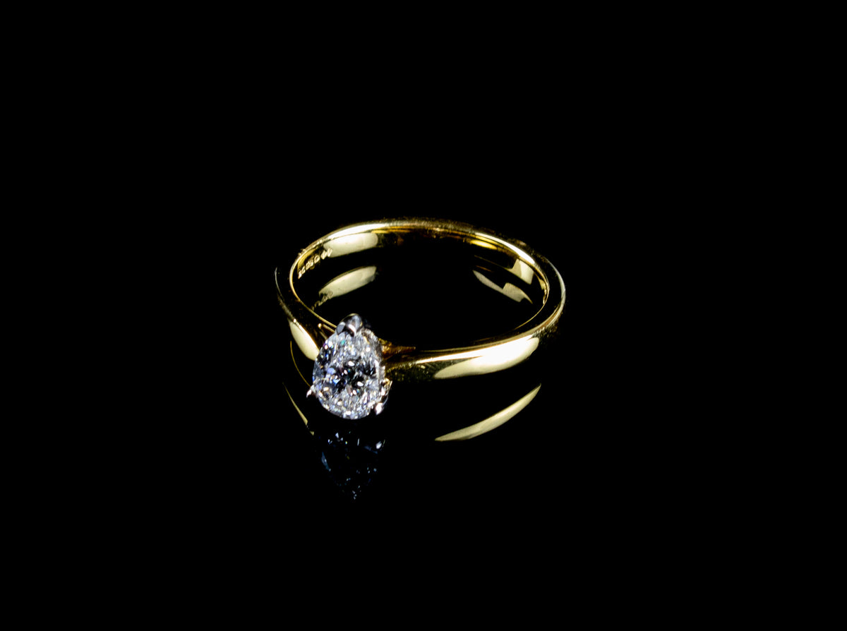 18ct Gold Pear Cut 0.52ct Diamond Solitaire Ring