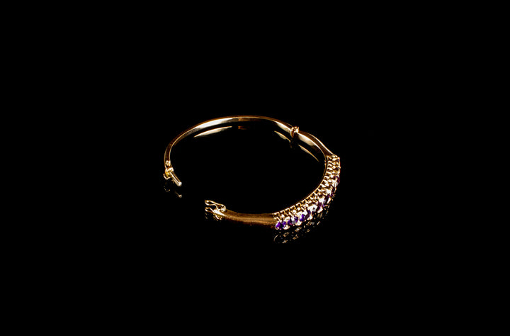 9ct Gold Amethyst and Diamond Bangle