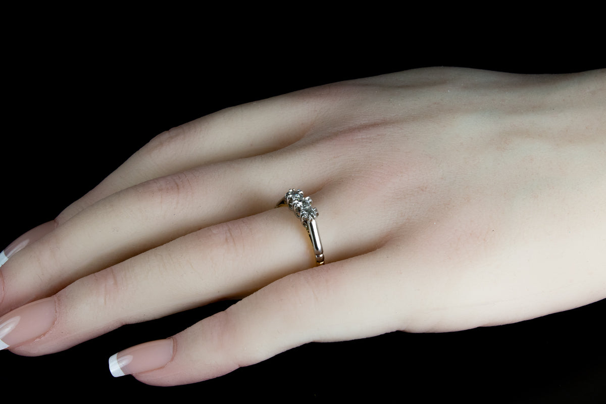 18ct Yellow Gold and Platinum Three Stone Diamond Ring