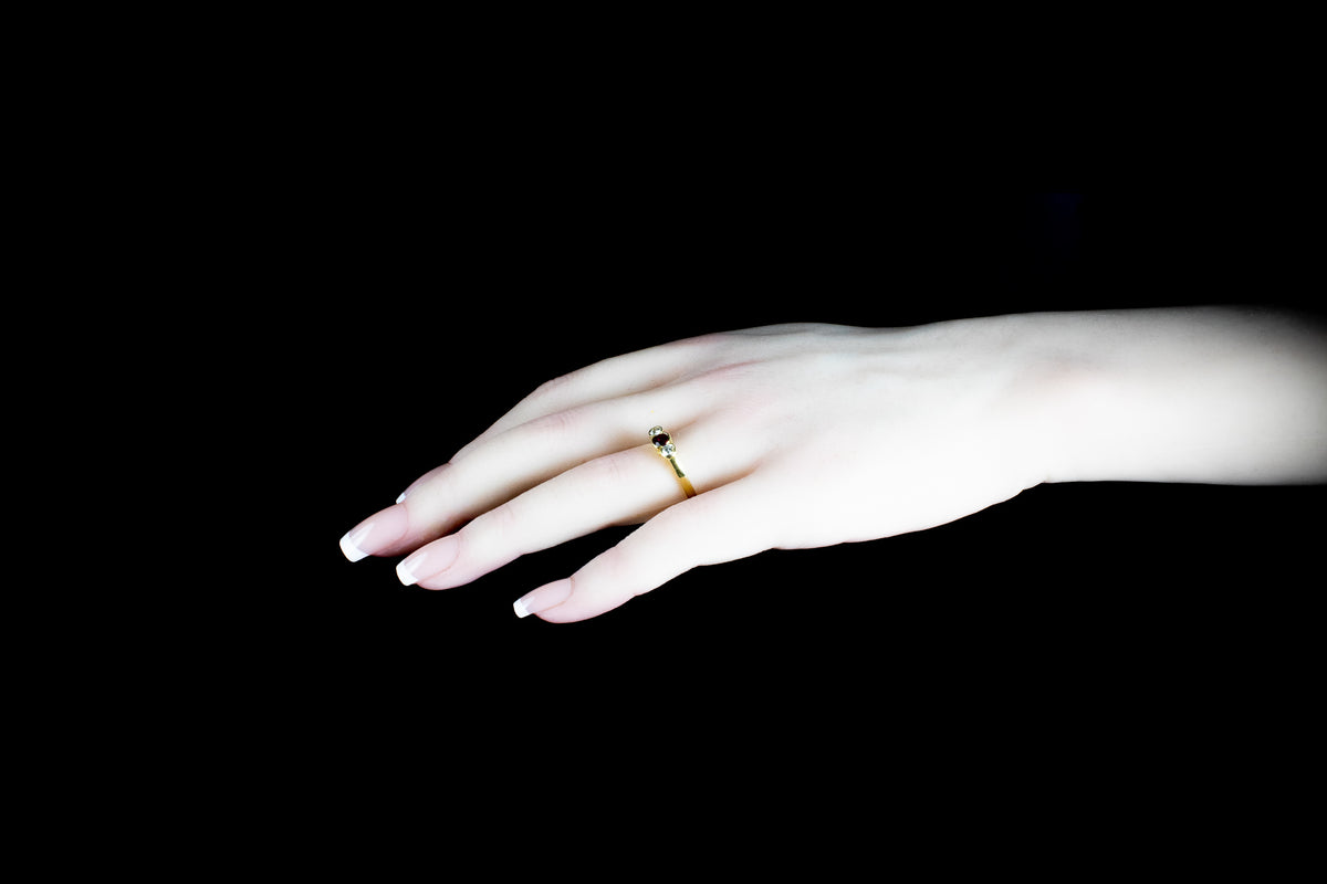 18ct Gold Ruby and Diamond Three Stone Ring