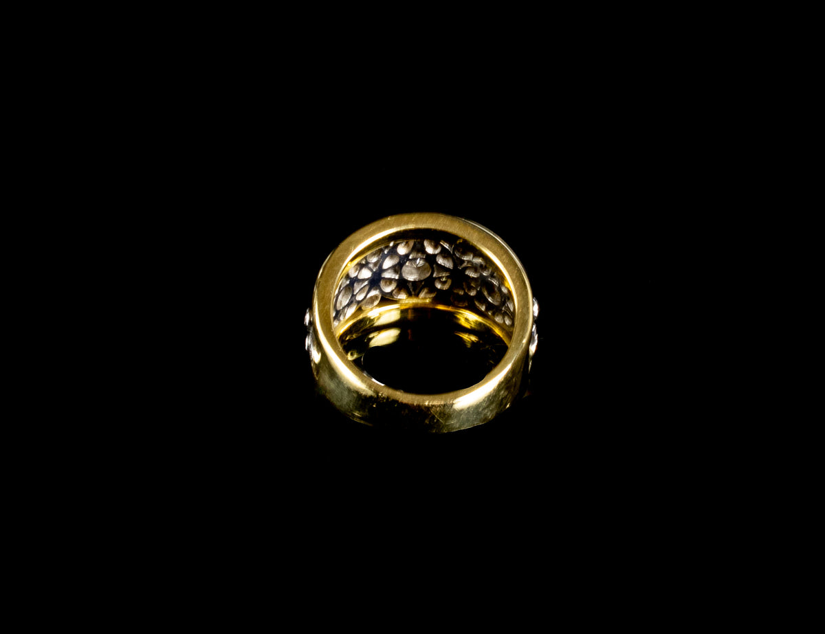 18ct Gold Wide Floral 1.00ct Diamond Ring, Sheffield 2000
