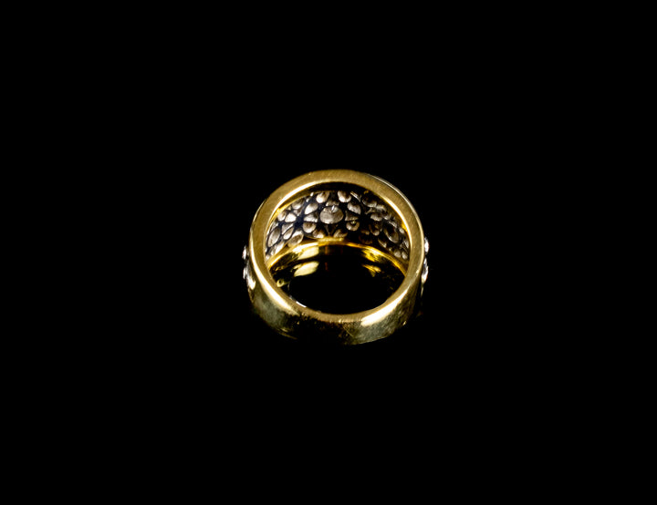 18ct Gold Wide Floral 1.00ct Diamond Ring, Sheffield 2000