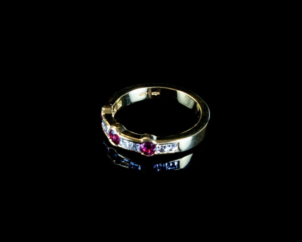 18ct Yellow Gold 0.50ct Ruby and Diamond Half Eternity Ring