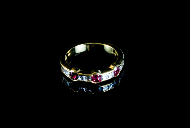 18ct Yellow Gold 0.50ct Ruby and Diamond Half Eternity Ring