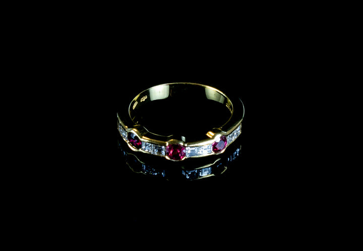 18ct Yellow Gold 0.50ct Ruby and Diamond Half Eternity Ring