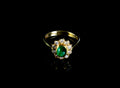 18ct Gold Cabochon Cut 0.50ct Emerald and Diamond Cluster Ring