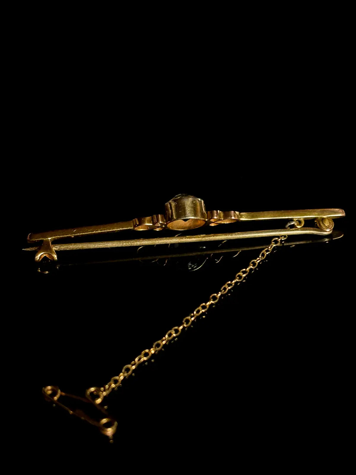 Vintage 9ct Yellow Gold Aquamarine Bar Brooch