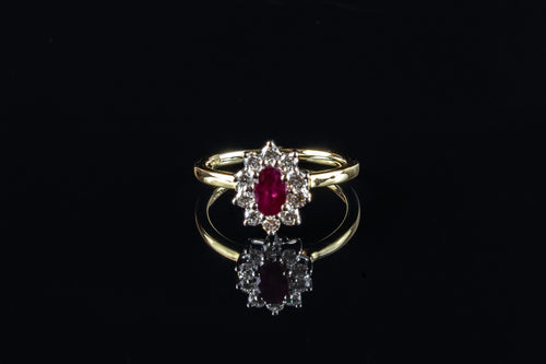 18ct Gold 0.67ct Ruby and Diamond Cluster Ring