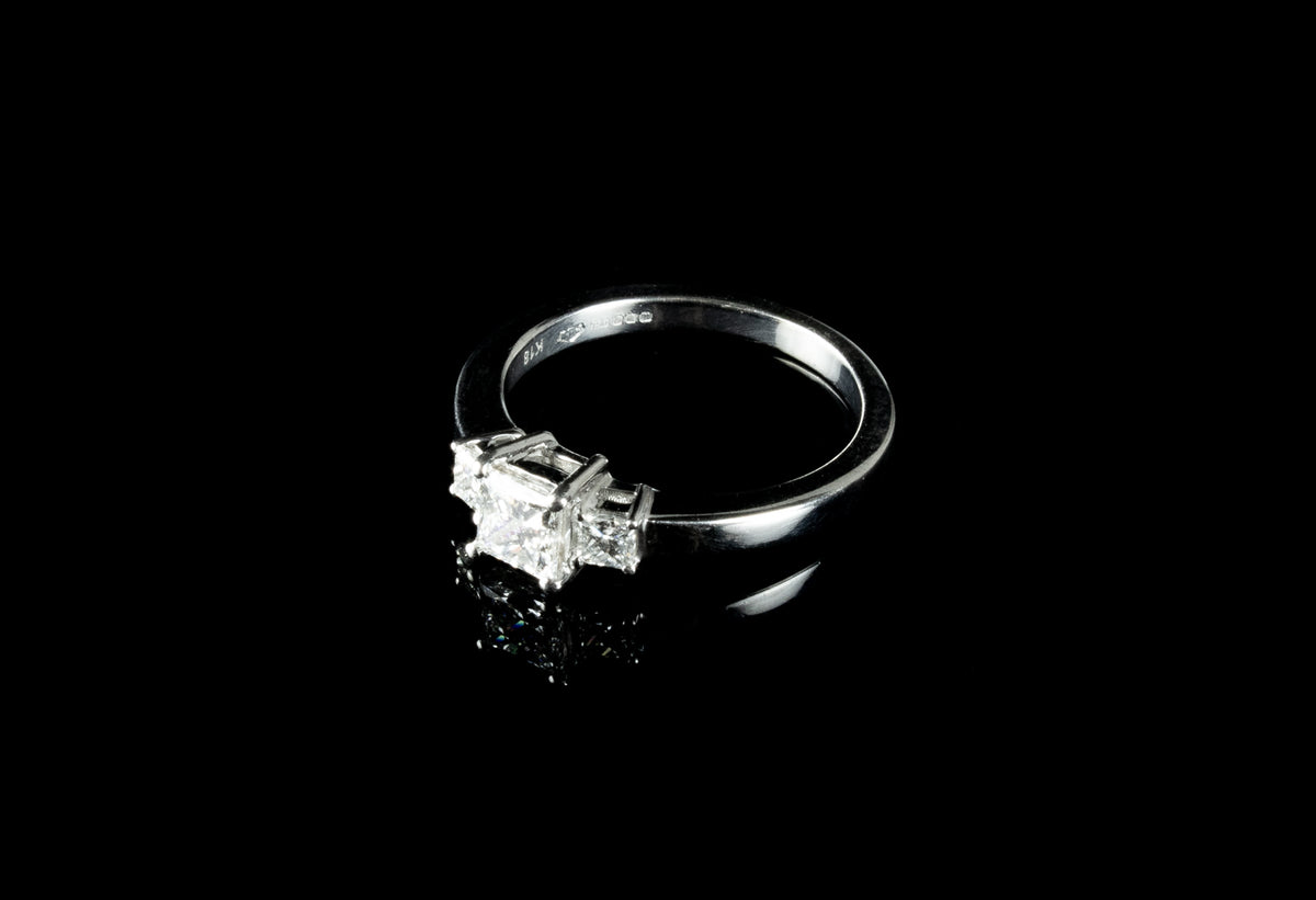 18ct Gold Princess Cut Three Stone 0.80ct Diamond Ring
