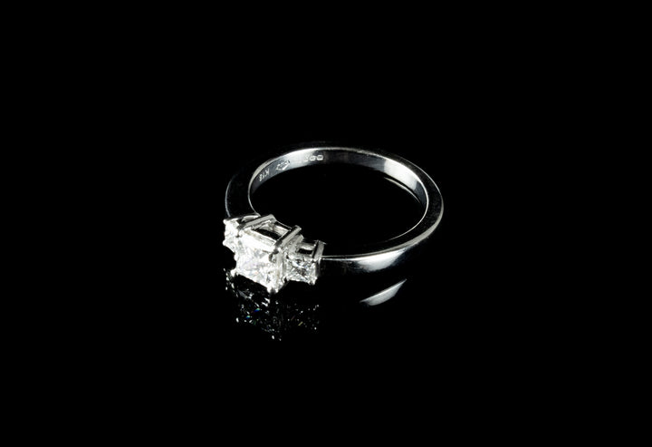18ct Gold Princess Cut Three Stone 0.80ct Diamond Ring