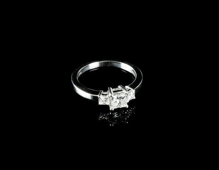 18ct Gold Princess Cut Three Stone 0.80ct Diamond Ring