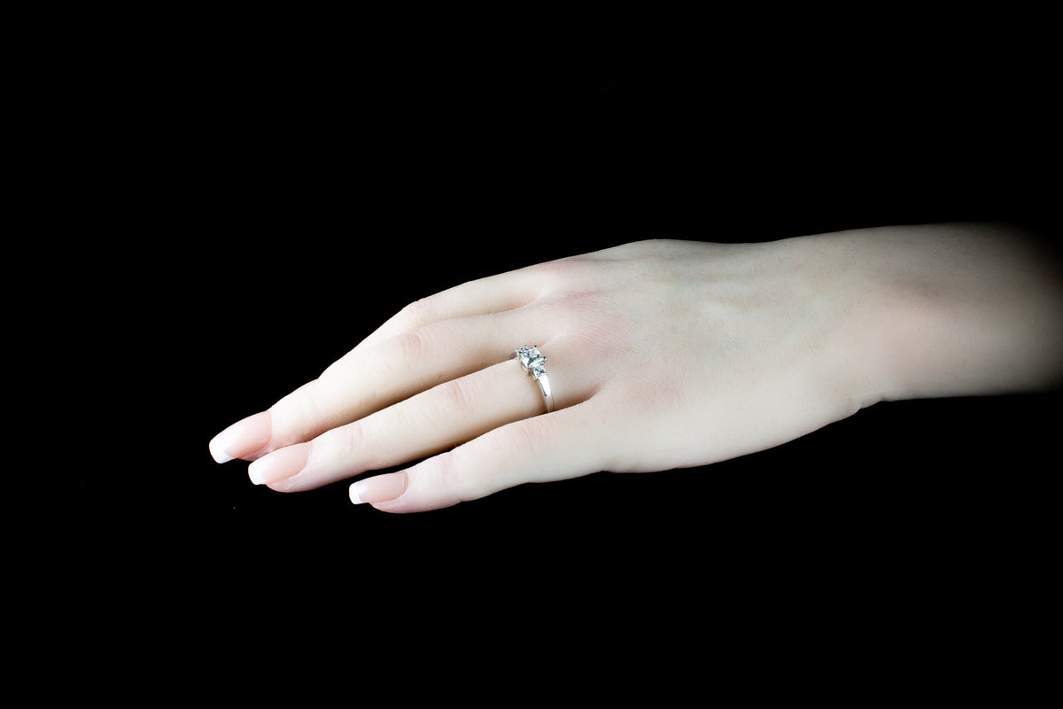 18ct Gold Princess Cut Three Stone 0.80ct Diamond Ring