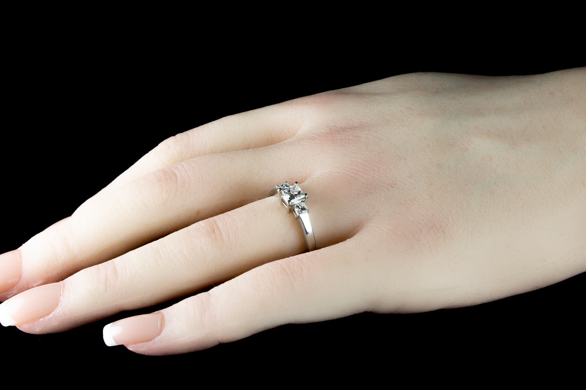 18ct Gold Princess Cut Three Stone 0.80ct Diamond Ring