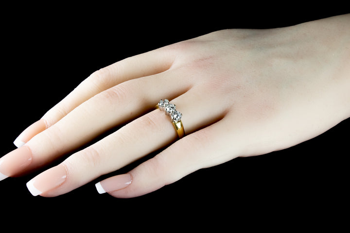 18ct Gold Three Stone Brilliant Cut 0.90ct Diamond Ring
