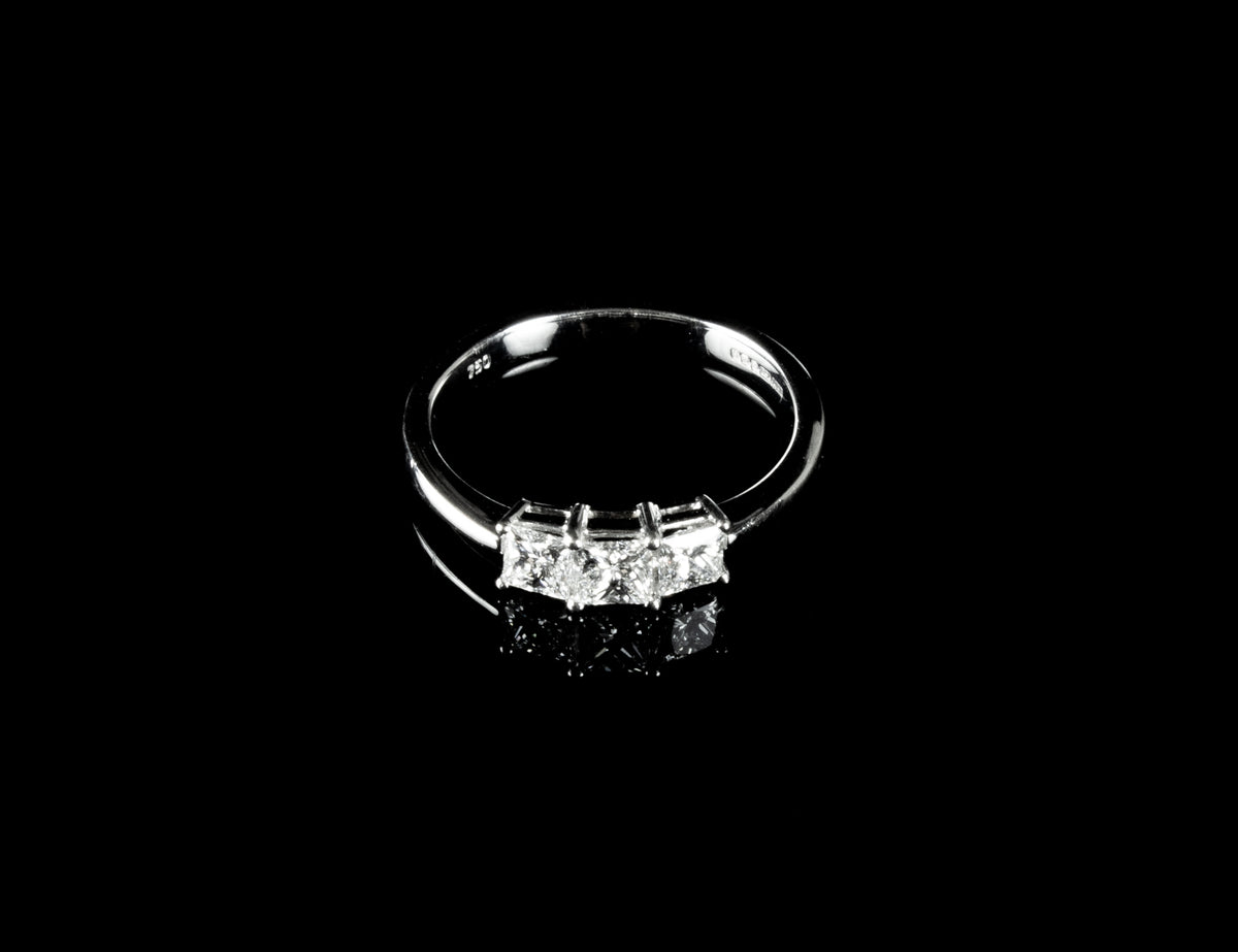 18ct White Gold Three Stone Princess Cut Diamond Ring