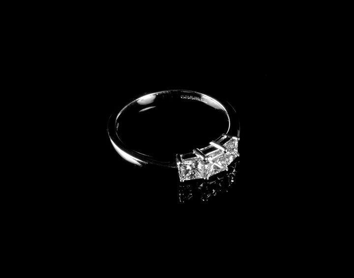 18ct White Gold Three Stone Princess Cut Diamond Ring