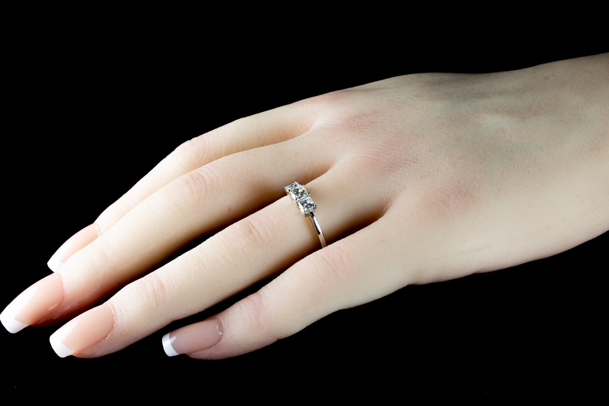 18ct White Gold Three Stone Princess Cut Diamond Ring