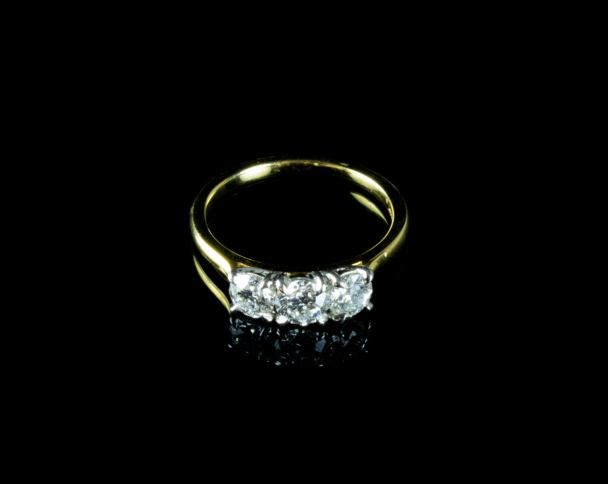 18ct Gold Three Stone Brilliant Cut Diamond Ring