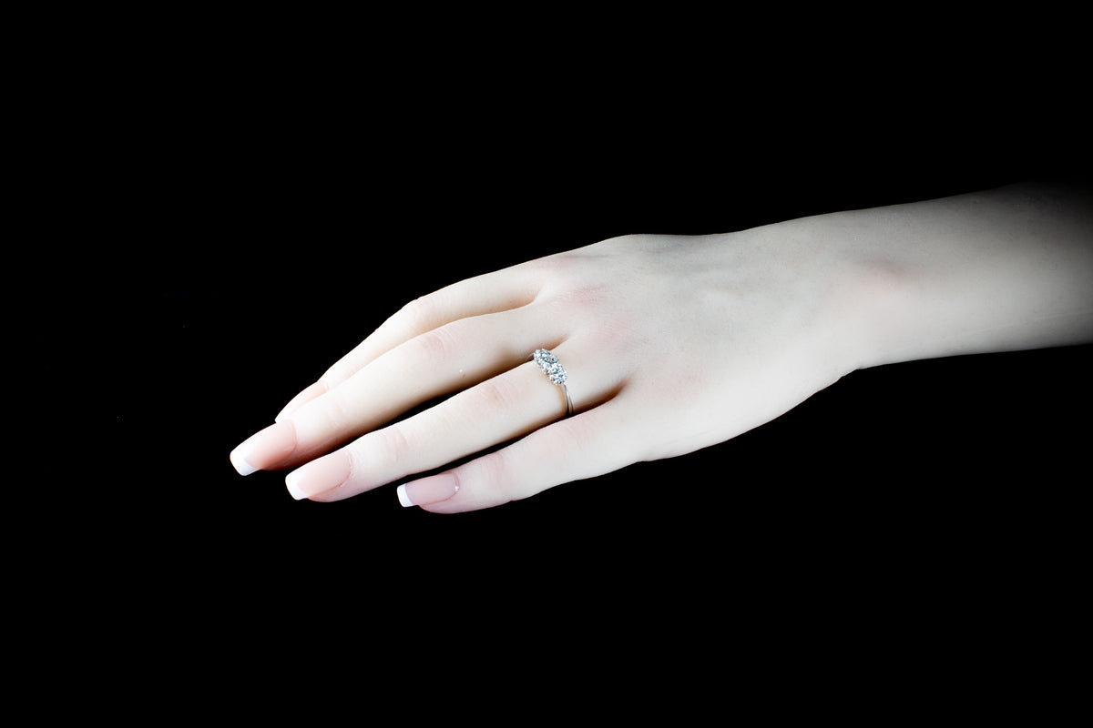 18ct Gold Three Stone Old Cut 0.78ct Diamond Ring