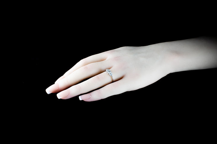 18ct Gold Three Stone Old Cut 0.78ct Diamond Ring
