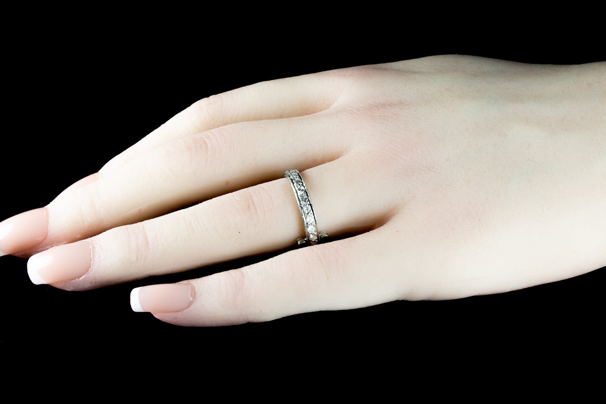Art Deco Platinum Diamond, Ruby and Emerald Flip Eternity Ring