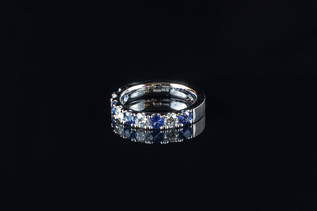 Sapphire and Diamond Half Eternity Ring Set in Platinum
