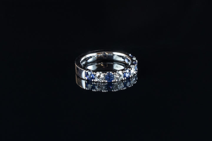 Sapphire and Diamond Half Eternity Ring Set in Platinum