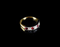 18ct Gold and Platinum Seven Stone Ruby and Old Cut Diamond Half Eternity Ring