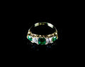 Antique Edwardian 18ct Gold Five Stone Emerald and Diamond Ring, Chester 1910