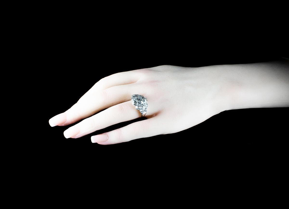 Platinum Bombé 3.00ct Old Cut Diamond Ring, Circa 1930