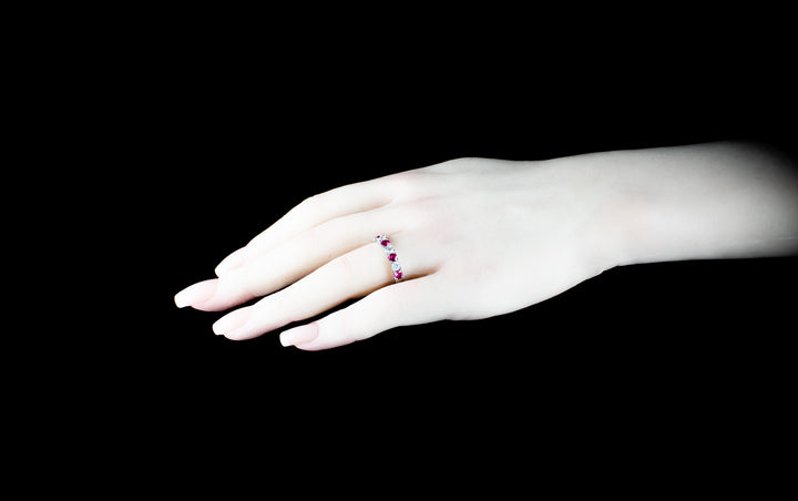 Diamond and Ruby Half Eternity Ring Set in Platinum