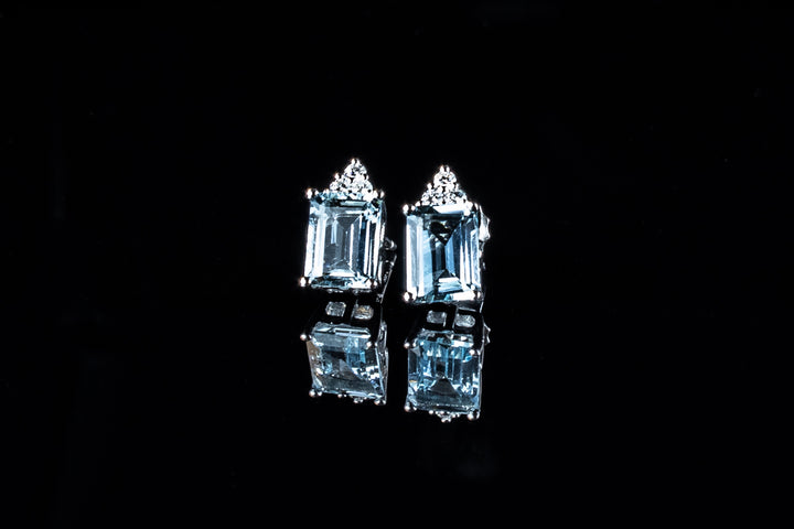 18ct gold aquamarine and diamond earrings