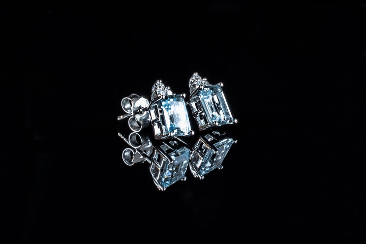 18ct gold aquamarine and diamond earrings