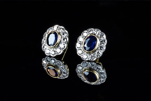 18ct Gold 1.50ct Sapphire and Diamond Cluster Earrings