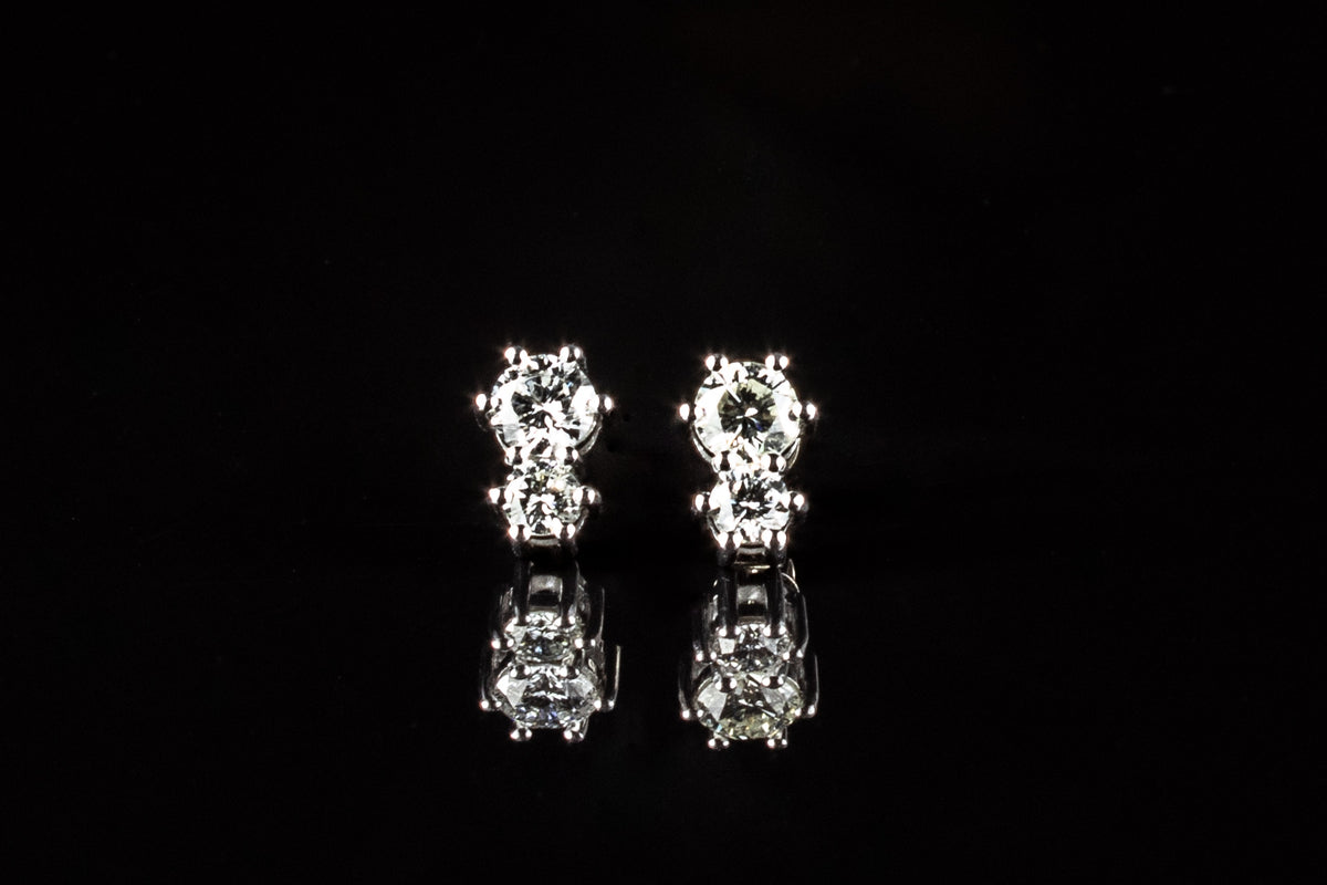 18ct gold two stone diamond stud earrings