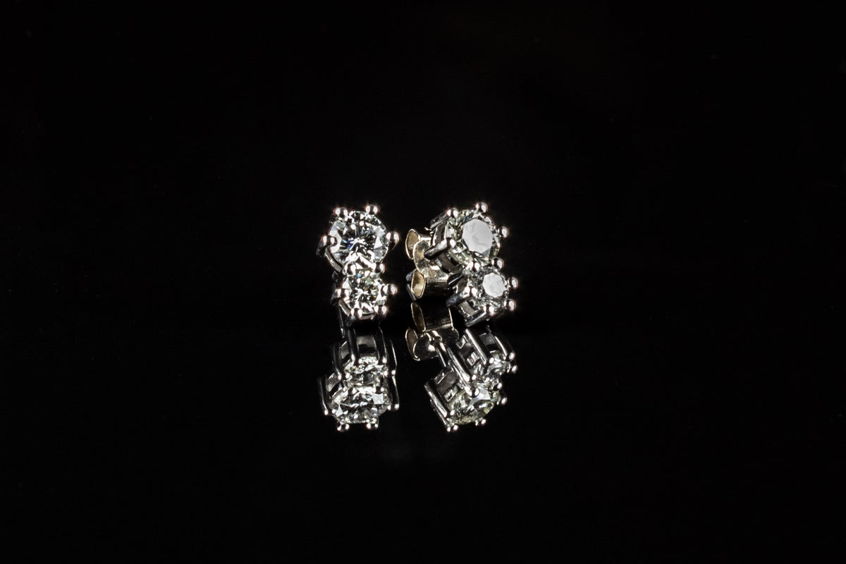 18ct gold two stone diamond stud earrings