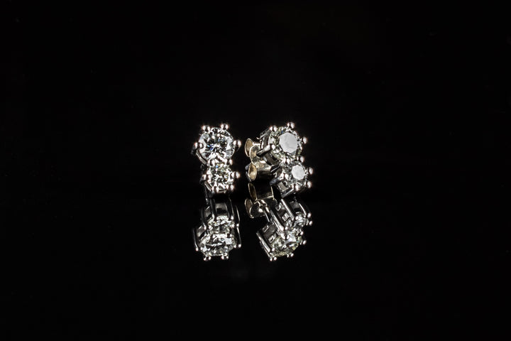 18ct gold two stone diamond stud earrings