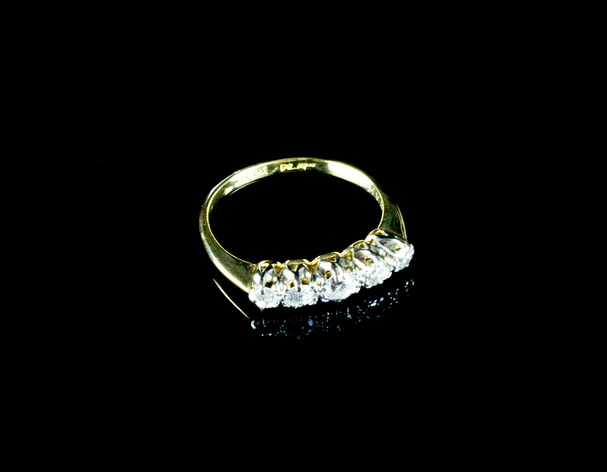 18ct Gold and Platinum Five Stone Diamond Ring 0.48ct