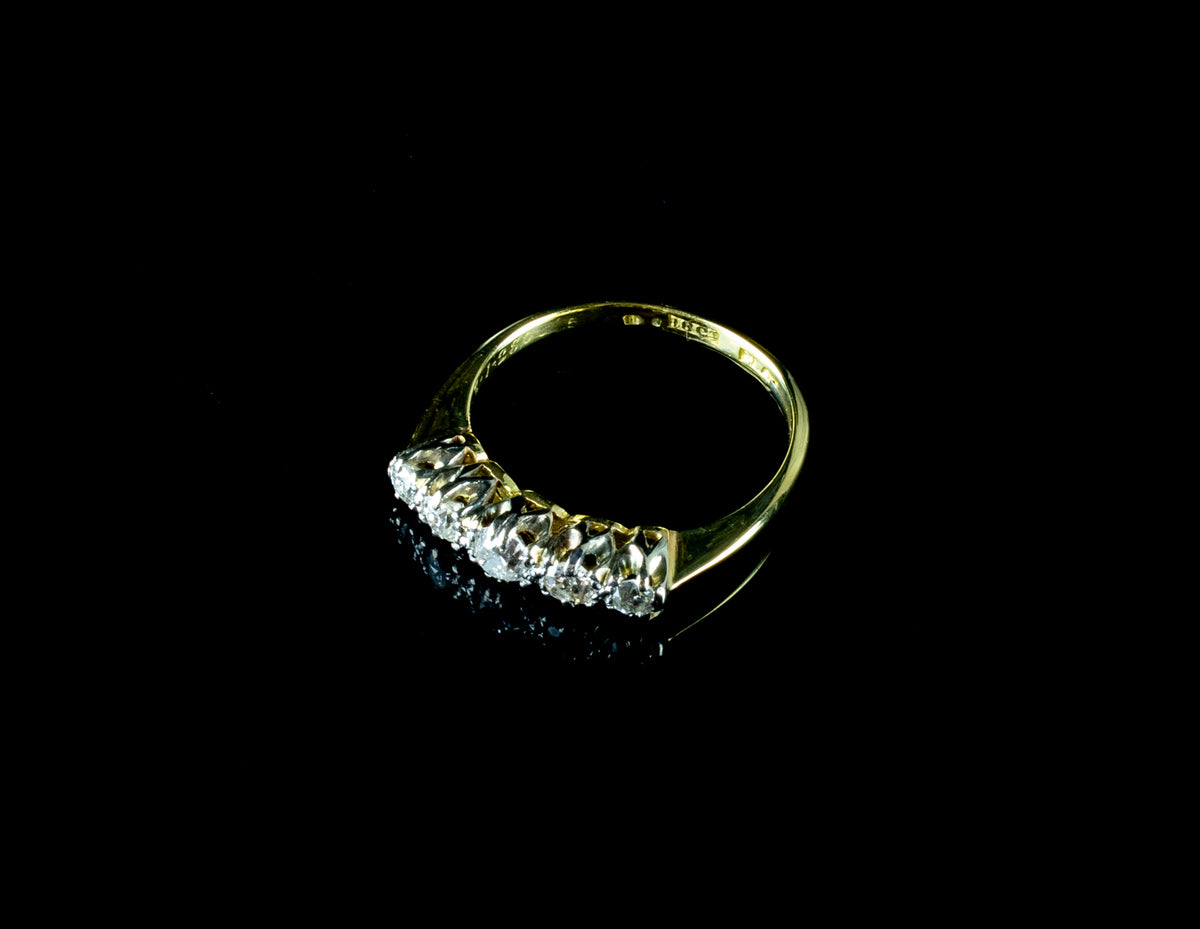 18ct Gold and Platinum Five Stone Diamond Ring 0.48ct
