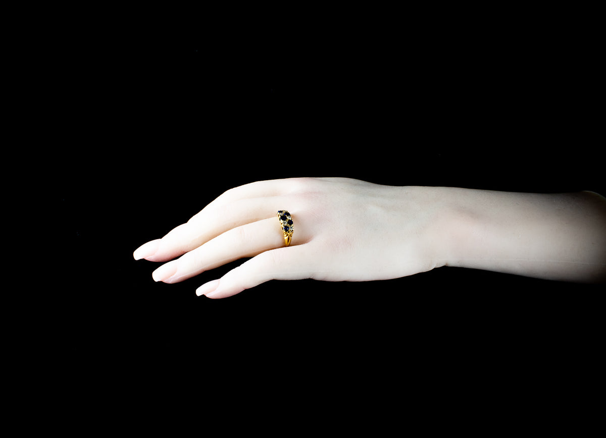 18ct Gold Sapphire and Diamond Chequerboard ring