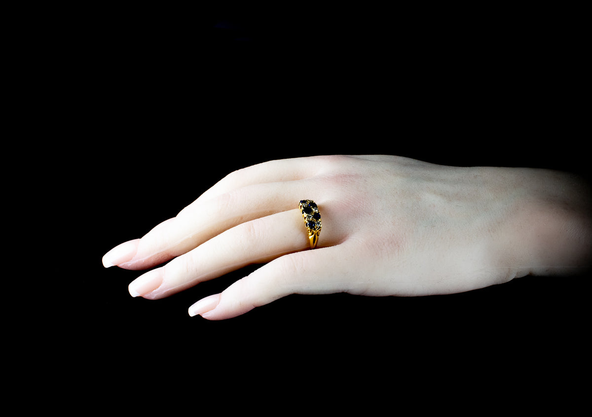 18ct Gold Sapphire and Diamond Chequerboard ring