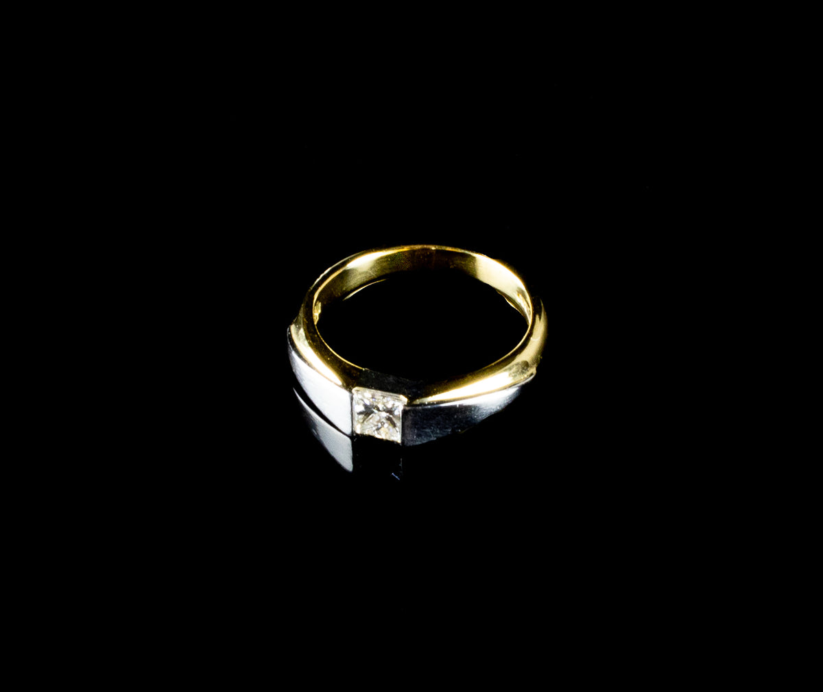 18ct Two Colour Gold Princess Cut Diamond Ring 0.42ct