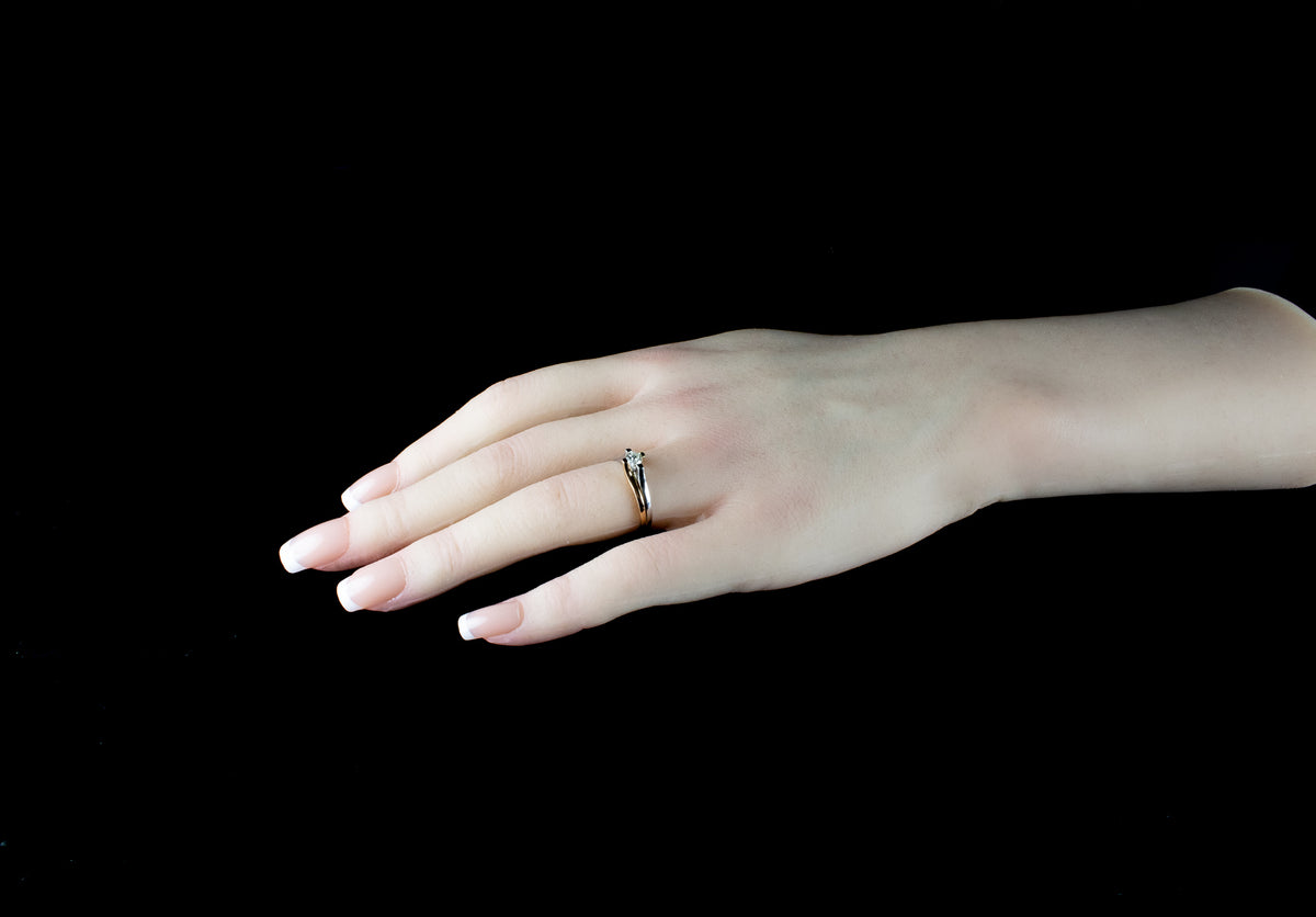18ct Three Colour Gold Single Diamond Set Ring