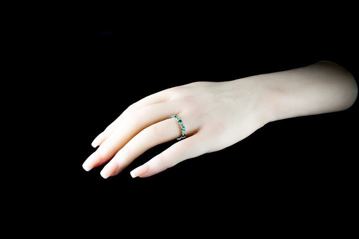 Platinum Emerald and Diamond Half Eternity Ring