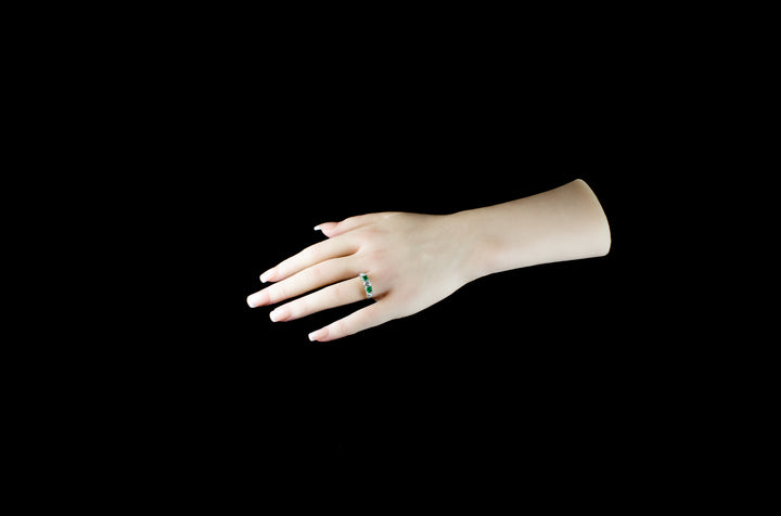 Platinum Five Stone Emerald and Old Cut Diamond Ring, Circa 1930