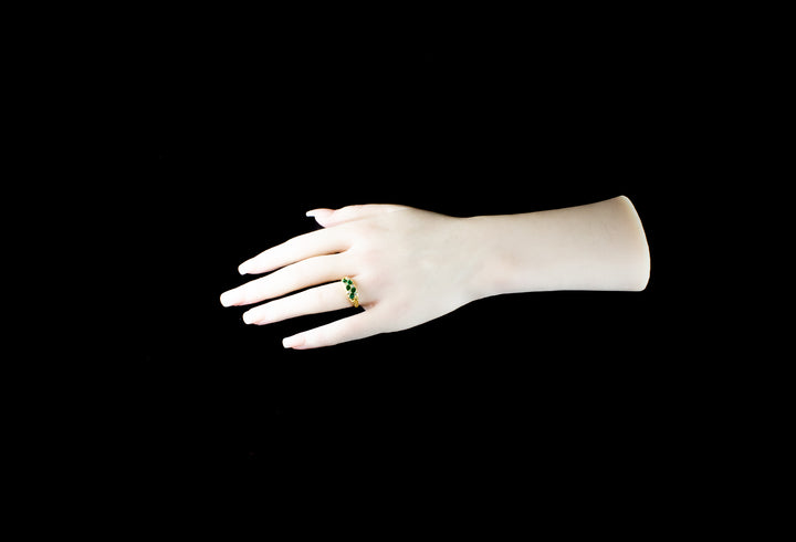 18ct gold 0.75ct Emerald and Diamond Chequerboard ring