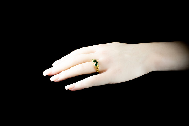18ct gold 0.75ct Emerald and Diamond Chequerboard ring