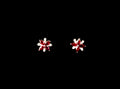 18ct Gold Flower Ruby and Diamond Stud Earrings